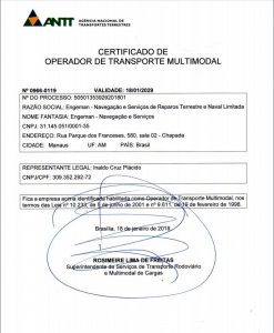 Certificado de Operador de Transporte Multimodal